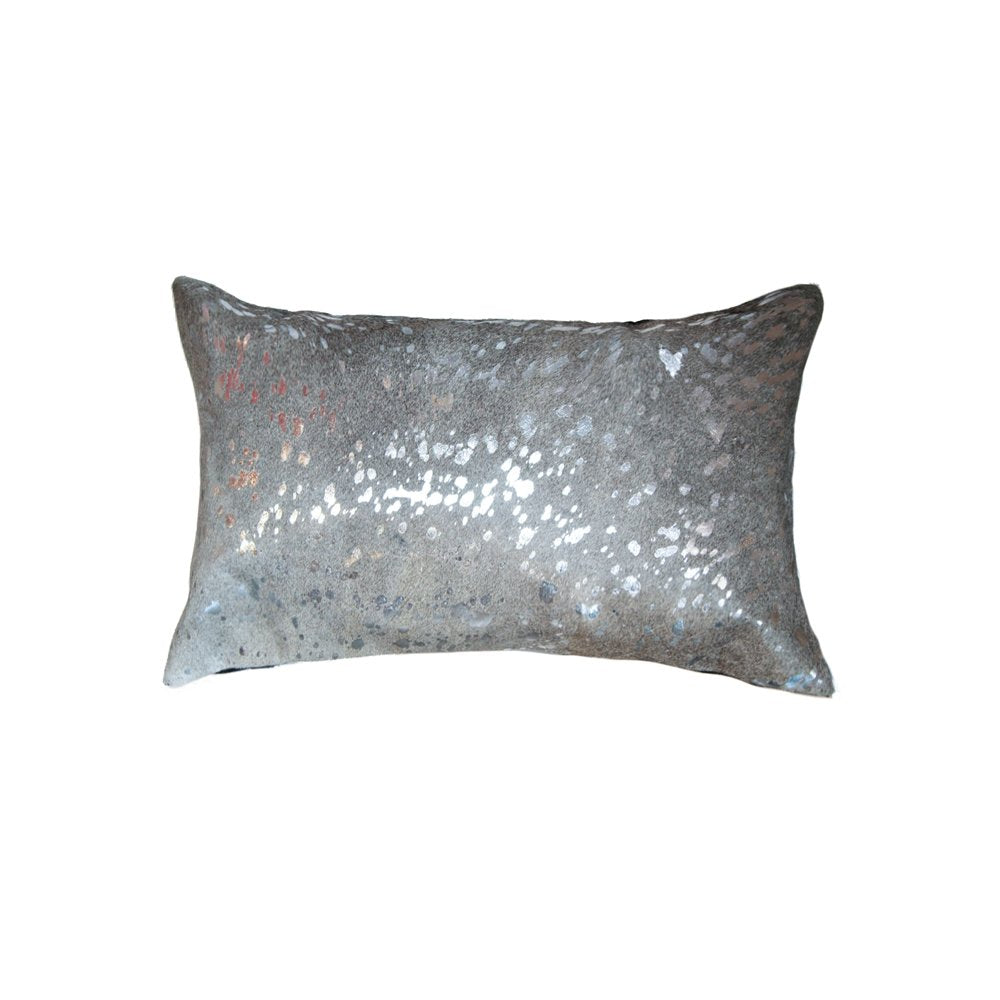 12" X 20" Gray Cowhide Throw Pillow HomeRoots