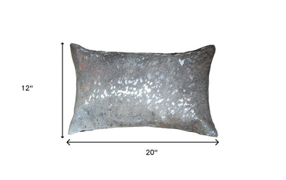 12" X 20" Gray Cowhide Throw Pillow HomeRoots