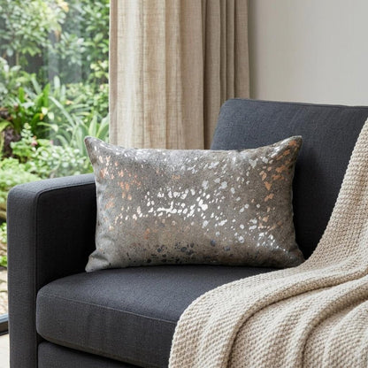 12" X 20" Gray Cowhide Throw Pillow HomeRoots