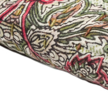 50" X 70" Green and Red Kantha Cotton Damask Throw Blanket with Embroidery HomeRoots