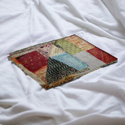 60" X 90" Blue Black and Brown Kantha Cotton Patchwork Throw Blanket with Embroidery HomeRoots