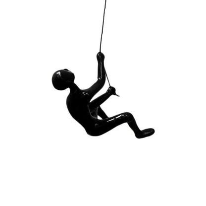 6" X 4" Black Resin Climbing Man Hanging Dimensional Sculpture