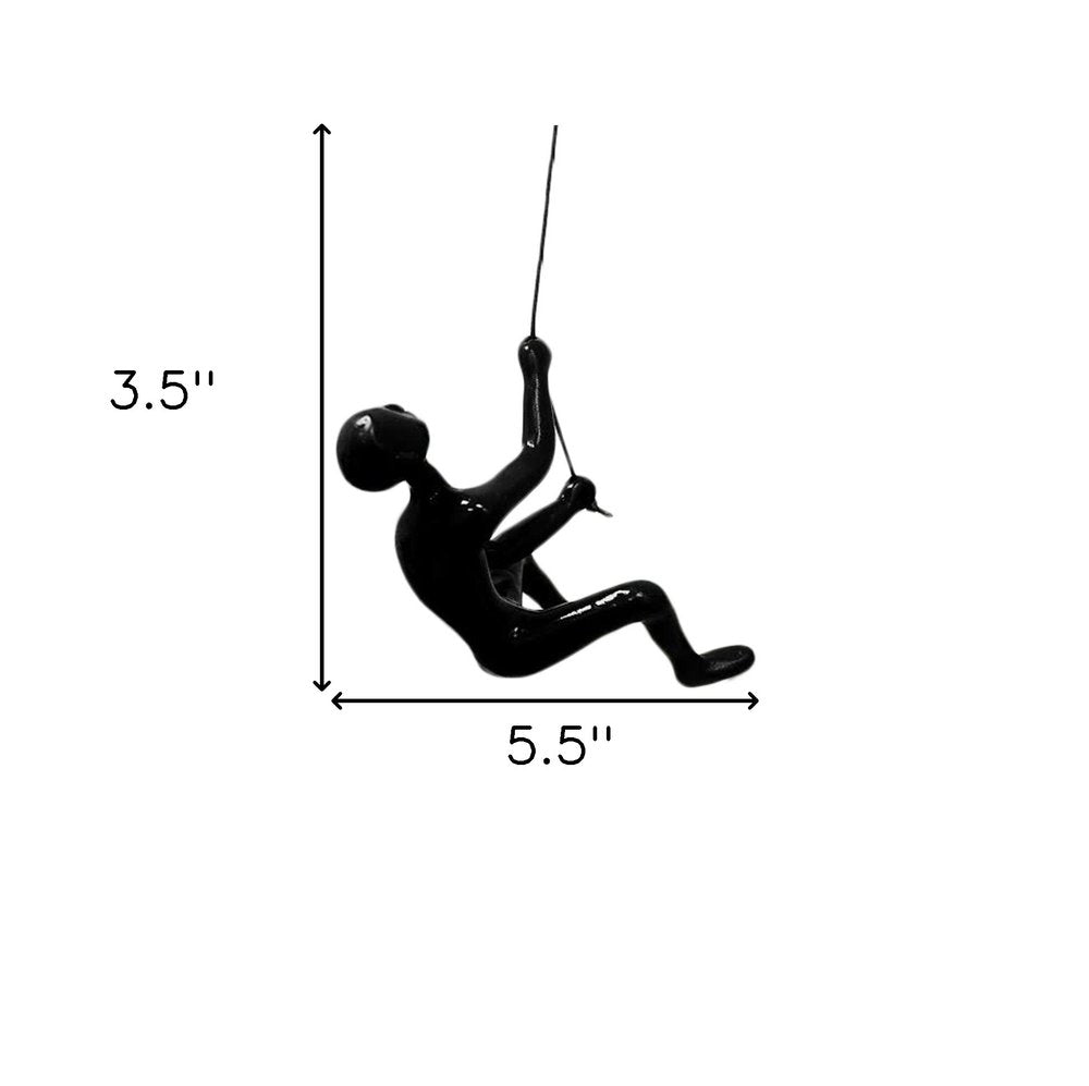 6" X 4" Black Resin Climbing Man Hanging Dimensional Sculpture — view 5