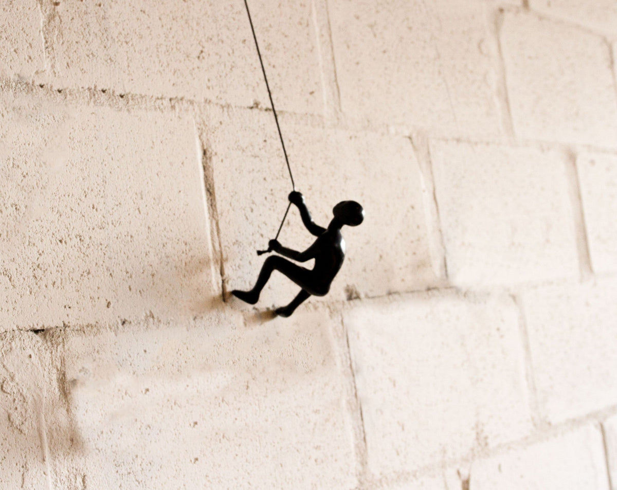 6" X 4" Black Resin Climbing Man Hanging Dimensional Sculpture — view 2
