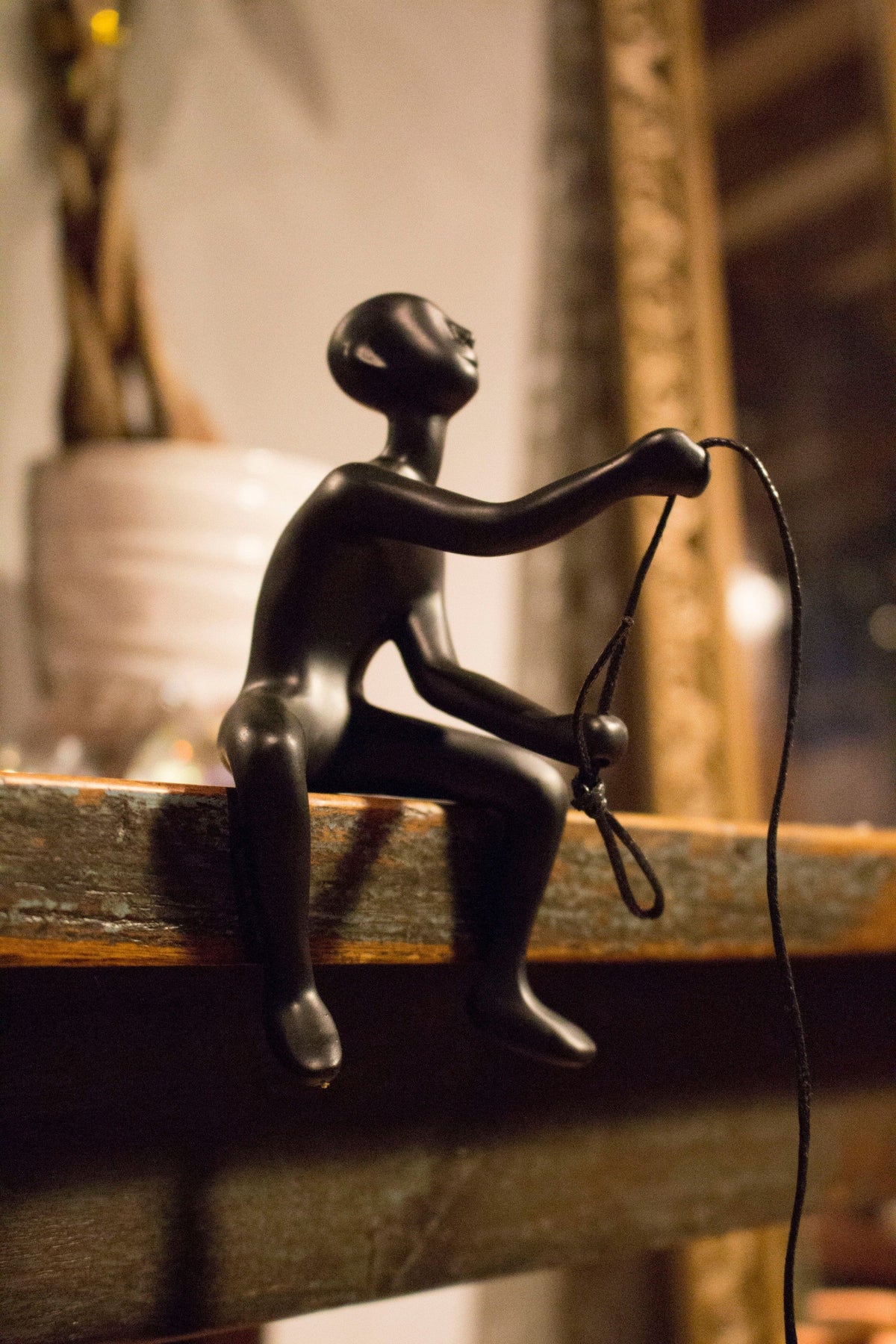 6" X 4" Black Resin Climbing Man Hanging Dimensional Sculpture — view 4