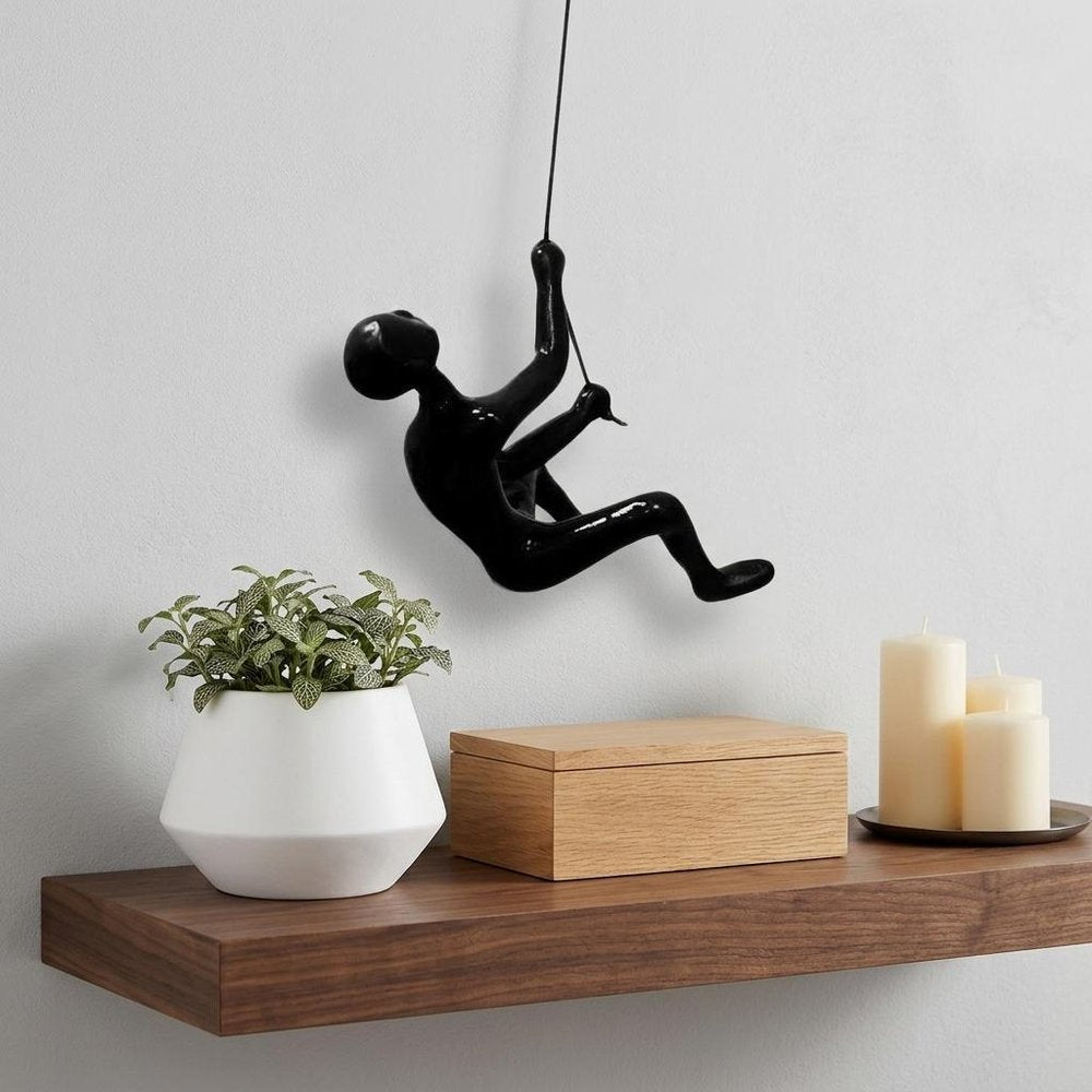 6" X 4" Black Resin Climbing Man Hanging Dimensional Sculpture — view 8