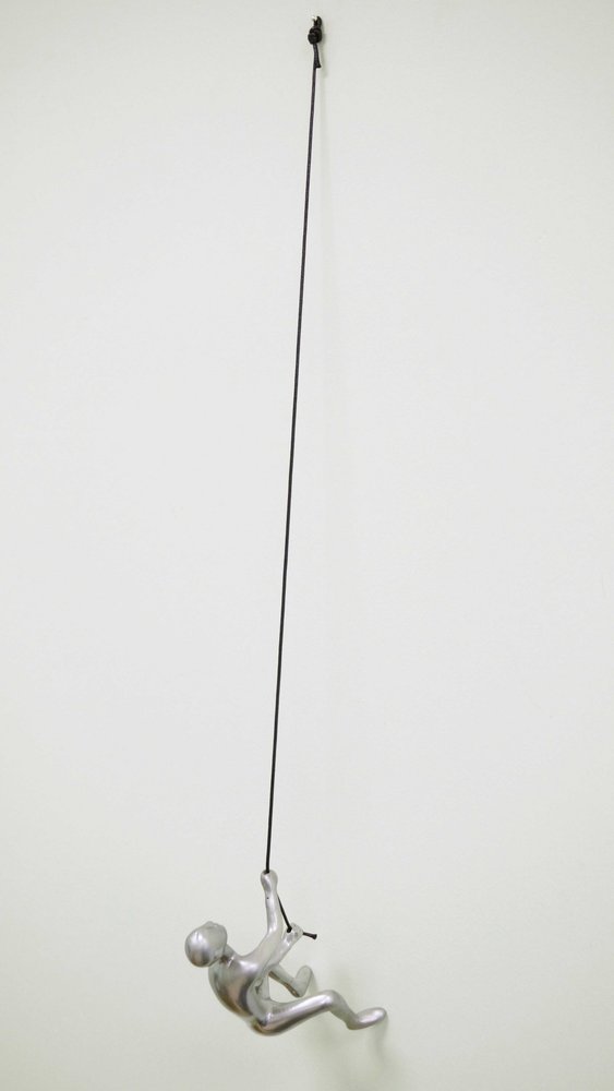 6" X 4" Silver Resin Climbing Man Hanging Dimensional Sculpture — view 1