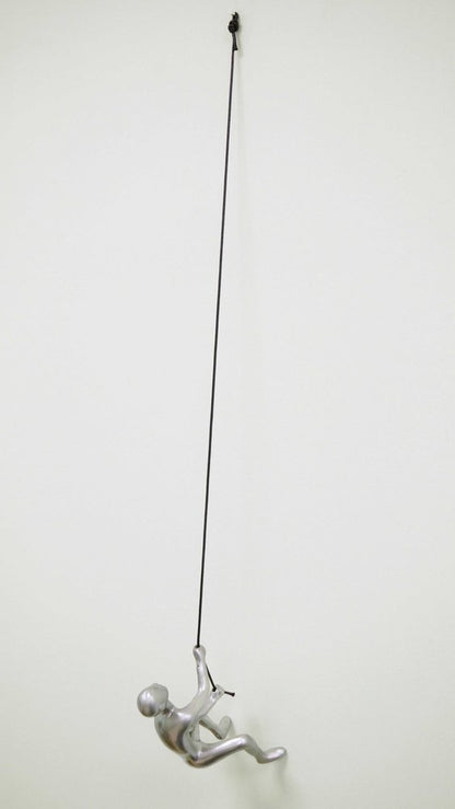 6" X 4" Silver Resin Climbing Man Hanging Dimensional Sculpture