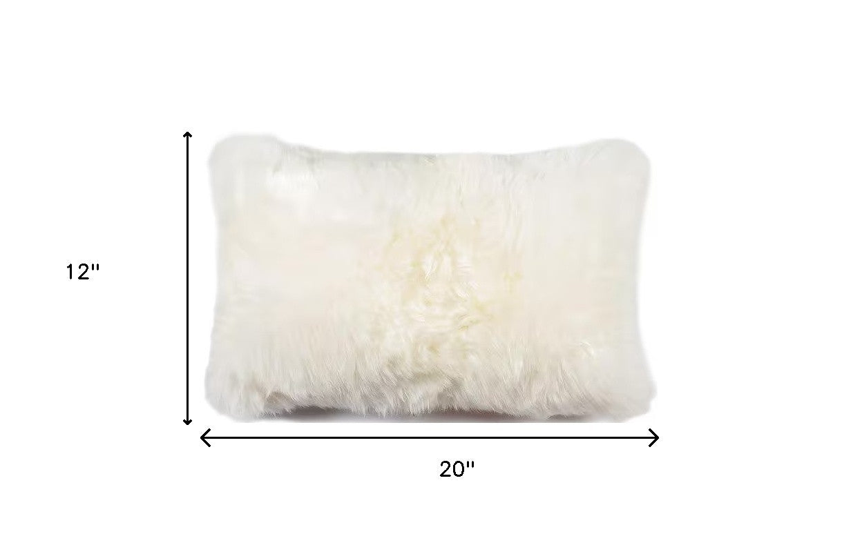12" X 20" Natural Sheepskin Throw Pillow