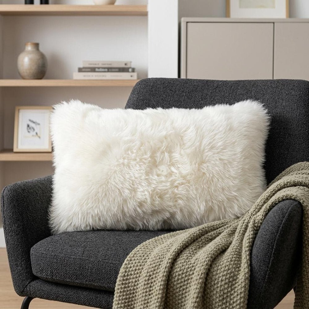 12" X 20" Natural Sheepskin Throw Pillow — view 5