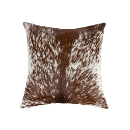 18" Brown and White Cowhide Throw Pillow HomeRoots