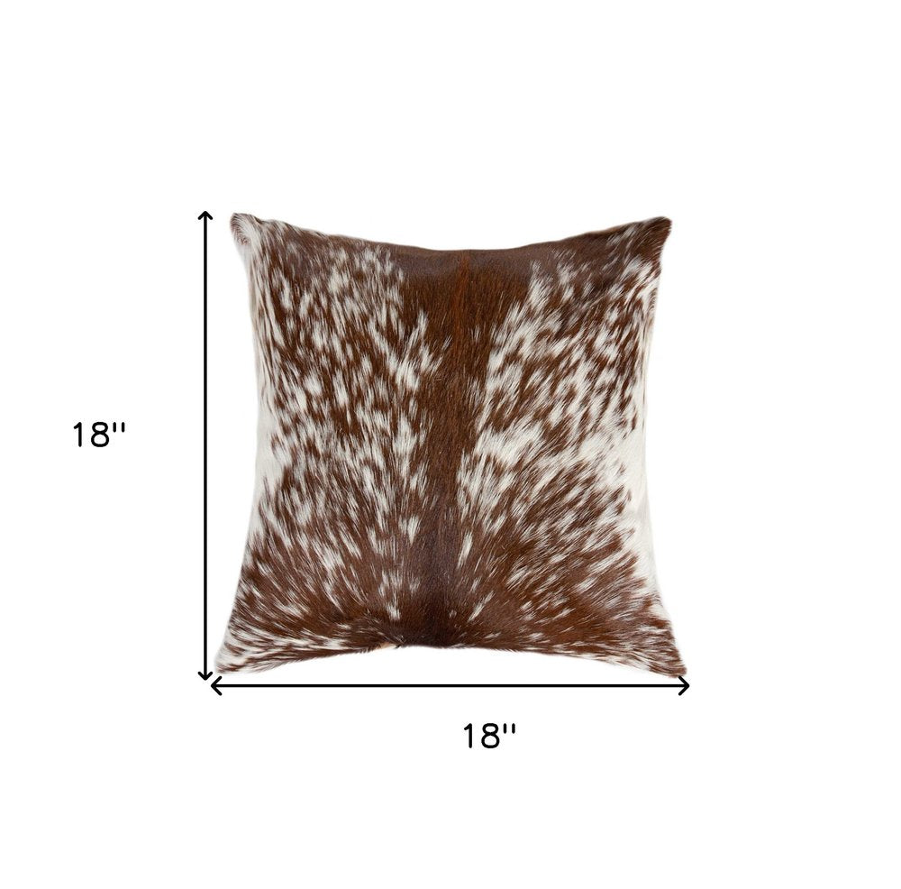 18" Brown and White Cowhide Throw Pillow HomeRoots
