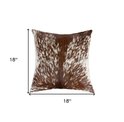 18" Brown and White Cowhide Throw Pillow HomeRoots