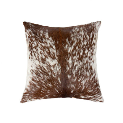 18" Brown and White Cowhide Throw Pillow HomeRoots