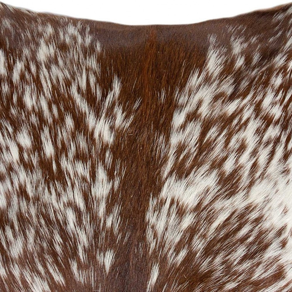 18" Brown and White Cowhide Throw Pillow HomeRoots