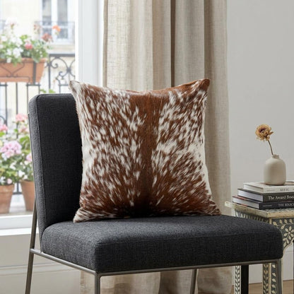 18" Brown and White Cowhide Throw Pillow HomeRoots