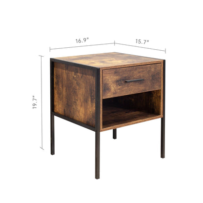 Set of 2 pcs nightstand industrial style - FurniFindUSA