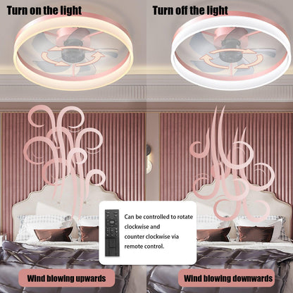 Ceiling Fans with Lights Dimmable LED Embedded installation of thin modern ceiling fans(Pink) - FurniFindUSA