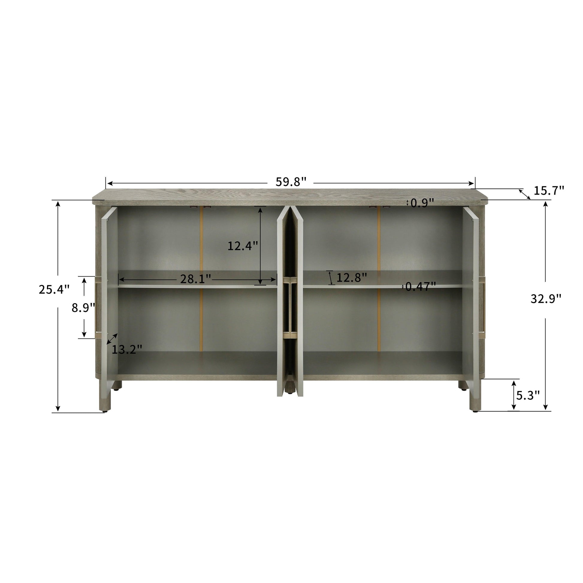 Four Door Storage Cabinet With Curved Countertop - FurniFindUSA