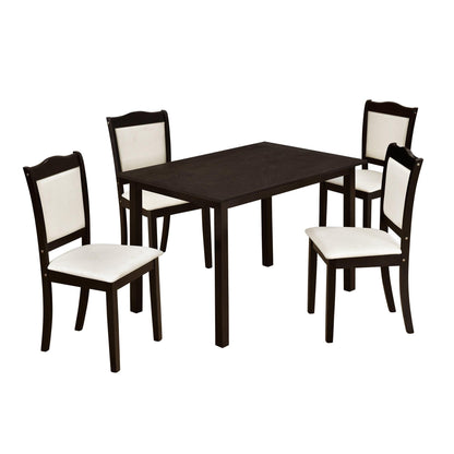 TREXM 5-Piece Wood Dining Table Set Simple Style Kitchen Dining Set Rectangular Table (Espresso) - FurniFindUSA
