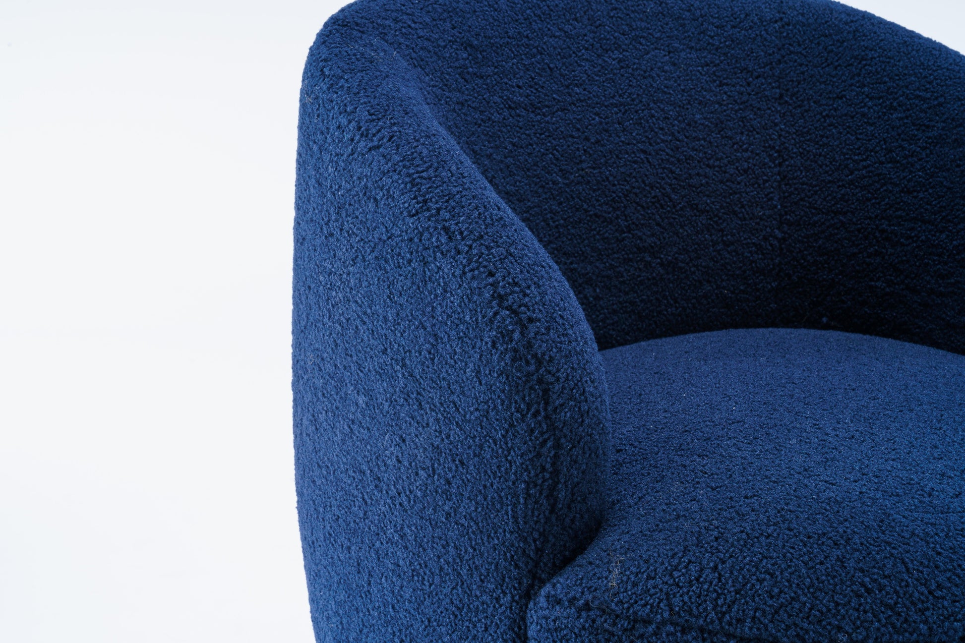 Teddy Fabric Swivel Accent Armchair Barrel Chair With Black Powder Coating Metal Ring Dark Blue - FurniFindUSA