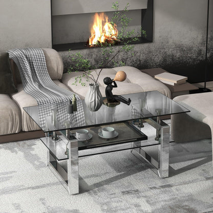 W 39.4" X D 19.7 " X H 17.7" Transparent tempered glass coffee table coffee table - FurniFindUSA