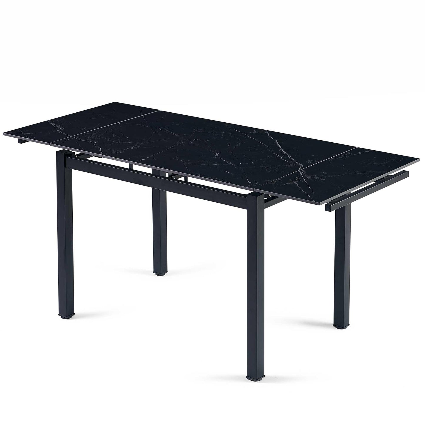 Black Ceramic Modern Rectangular Expandable Dining Room Table For Space-Saving Kitchen Small Space -Table - FurniFindUSA