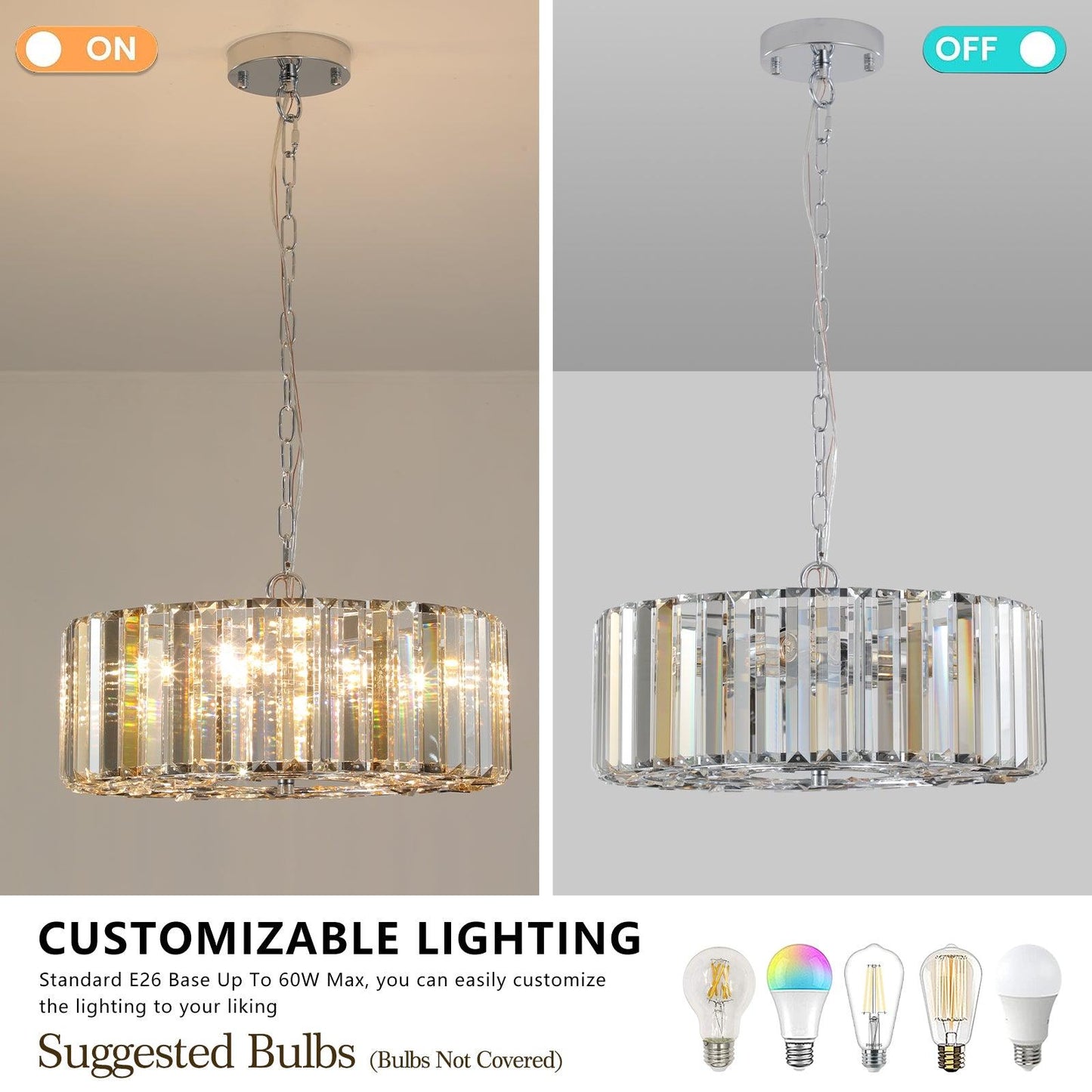 Modern Crystal Chandelier for Living-Room Round Cristal Lamp Luxury Home Decor Light Fixture - FurniFindUSA