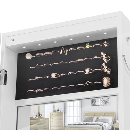 Fashion Simple Jewelry Storage Mirror Cabinet With LED Lights For Living Room Or Bedroom - FurniFindUSA