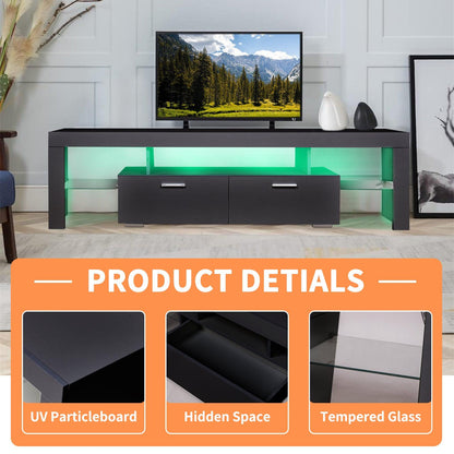 LED TV stand modern TV stand with storage Entertainment Center with drawer TV cabinet - FurniFindUSA