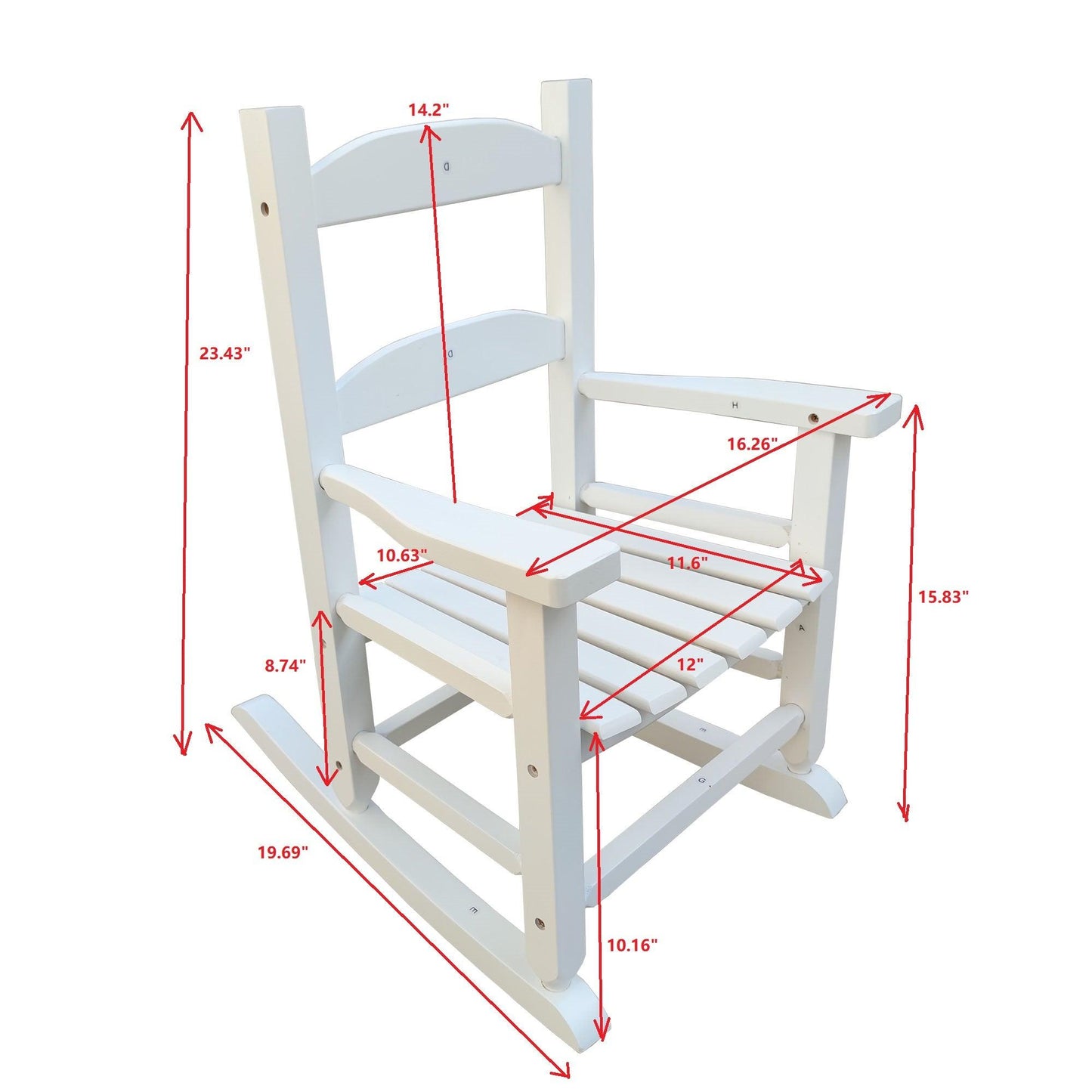 Children's rocking white chair- Indoor or Outdoor -Suitable for kids-Durable-populus wood - FurniFindUSA