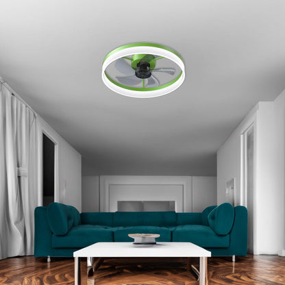 Ceiling Fans with Lights Dimmable LED Embedded installation of thin modern ceiling fans(Green) - FurniFindUSA