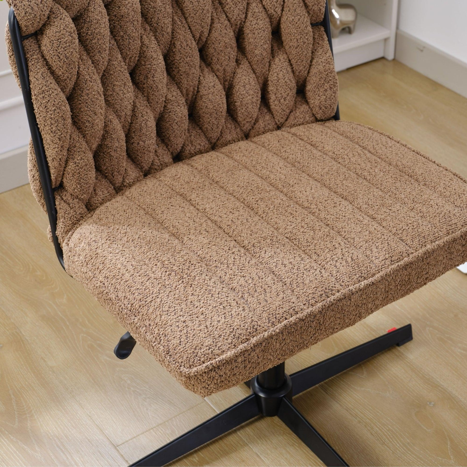 Armless Office Desk Chair No Wheels BROWN - FurniFindUSA