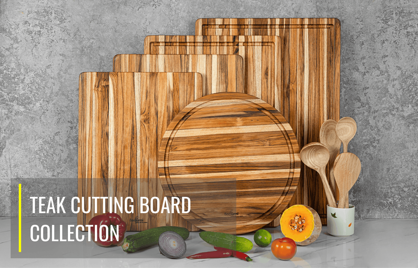 Teak Cutting Board Natural + Solid Wood + 5 Pieces 18 INCH, Pack of 5 Pieces - FurniFindUSA