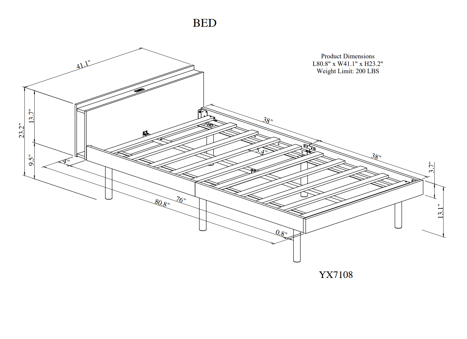 Modern Design Twin Size Platform Bed Frame with Built-in USB Ports for White Washed Color - FurniFindUSA