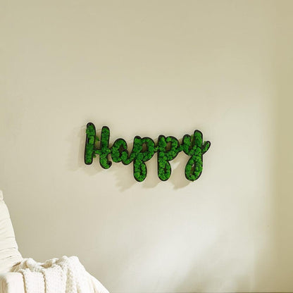 HAPPY Letter Art Moss Wall Decor - FurniFindUSA