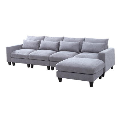 124.4” Modular L-Shaped Sectional Sofa with Ottoman