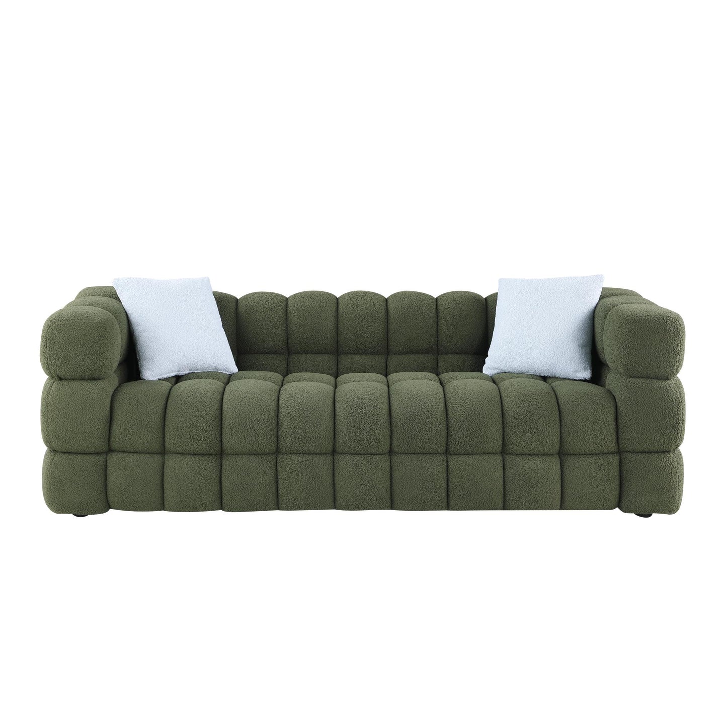 84.3 length ,35.83" deepth ,human body structure for USA people, marshmallow sofa,boucle sofa ,3 seater