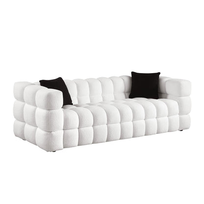 84.3 length ,35.83" deepth ,human body structure for USA people, marshmallow sofa,boucle sofa ,3 seater