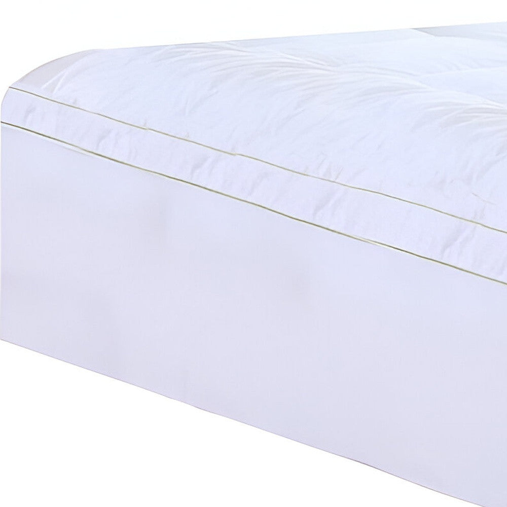 17" Square Quilted Accent Queen Piping Mattress Pad With Fitted Cover