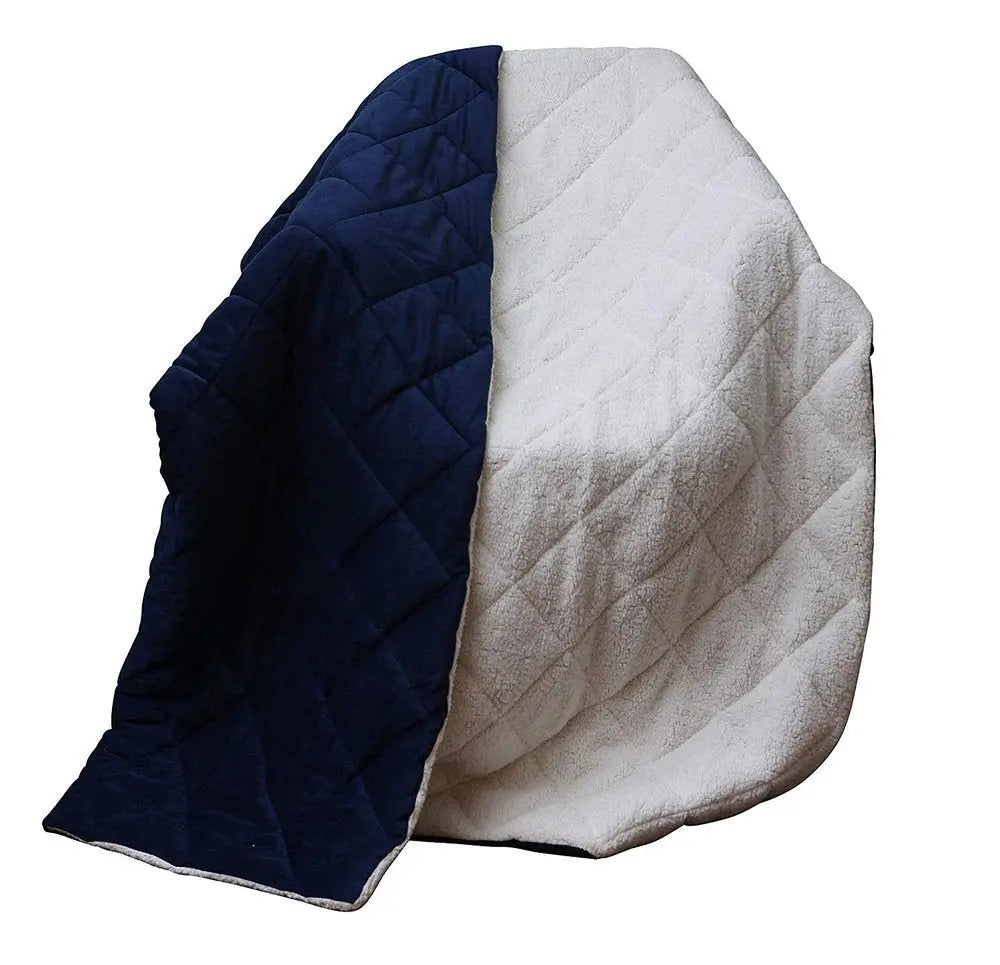 60" X 80" Navy Blue Microfiber Quilted Plush Throw Blanket HomeRoots