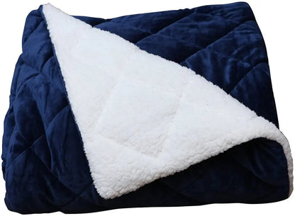 60" X 80" Navy Blue Microfiber Quilted Plush Throw Blanket HomeRoots