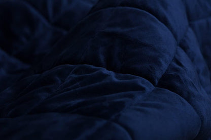 60" X 80" Navy Blue Fleece And Microfiber Quilted Plush Throw Blanket HomeRoots