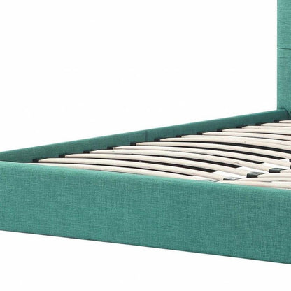 Turquoise Tufted Fabric Upholstered Queen Bed Frame HomeRoots