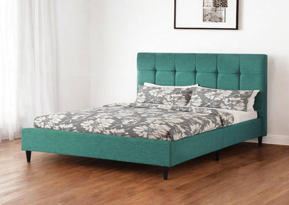 Turquoise Tufted Fabric Upholstered Queen Bed Frame HomeRoots