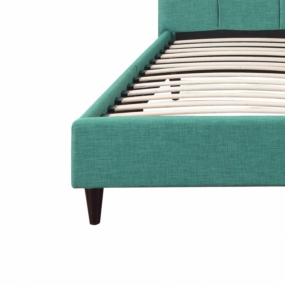 Turquoise Tufted Fabric Upholstered Queen Bed Frame HomeRoots