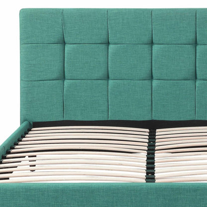 Turquoise Tufted Fabric Upholstered Queen Bed Frame HomeRoots