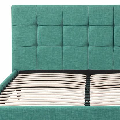 Turquoise Tufted Fabric Upholstered Queen Bed Frame HomeRoots