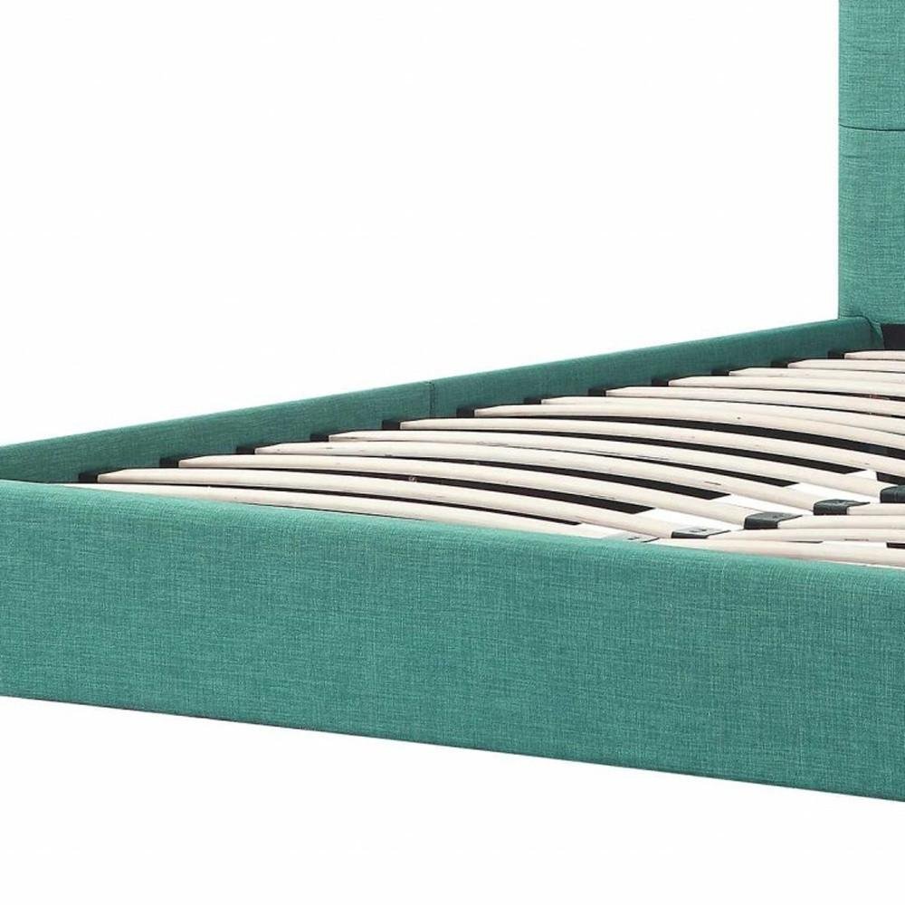 Turquoise Tufted Fabric Upholstered Queen Bed Frame HomeRoots