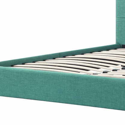 Turquoise Tufted Fabric Upholstered Queen Bed Frame HomeRoots
